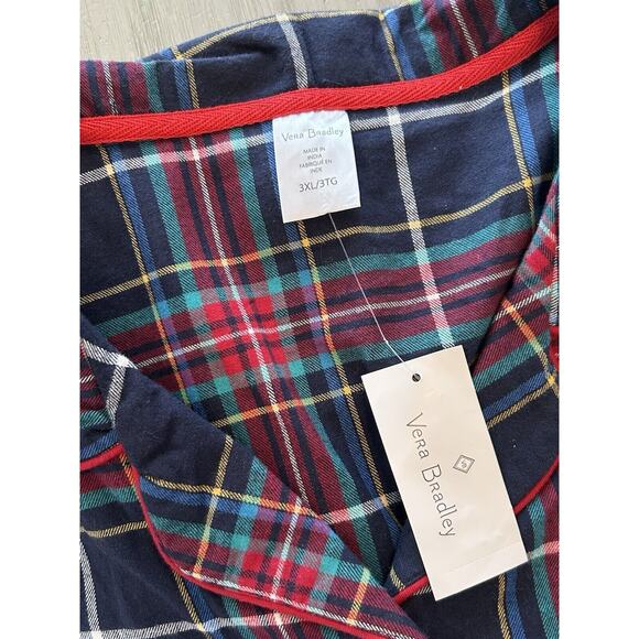 NWT Vera Bradley Blue Red Green Tartan Plaid Flannel Pajama Set 100% Cotton 3X - Picture 2 of 16